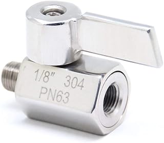 QiiMii 1/8" Mini Ball Valve NPT FxM Thread with Stainless Handle SS304 PN63 (1/8 Inch)