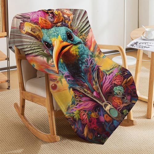 Couverture polaire canapé oiseau tapis douillet flanelle 130x180 - 8