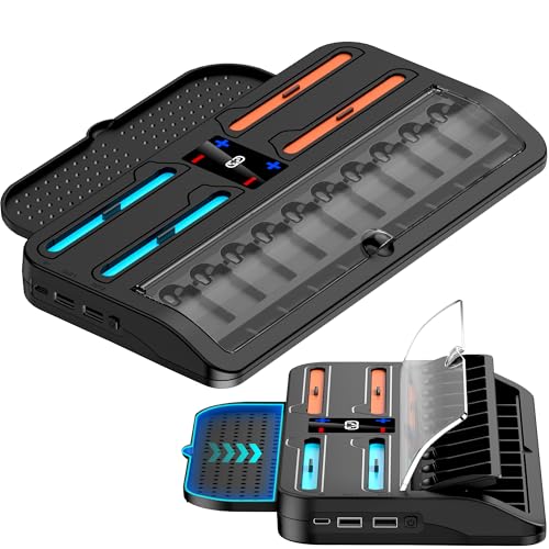 Switch2充電スタンド【Switch 2対応充電収納一体型】スイッチ2ジョイコン用充電ドック 4in1同時急速充 20枚ゲームカード/Switch2の本体収納&保護可能 簡単取付 ジョイコン左右同時充 電ゲーム機 LED指示ランプ付き 省スペース設計