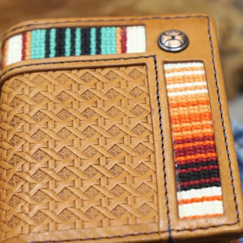 Image of HOOEY Tarlo Basket Weave Bifold Money Clip (Tan /Serape)