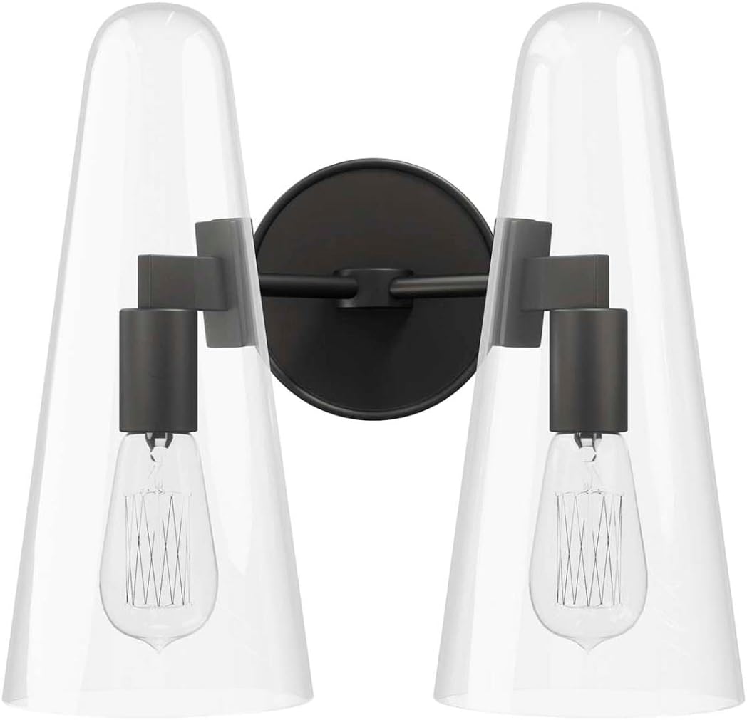 Beacon 2-Light Wall Sconce in Clear Black