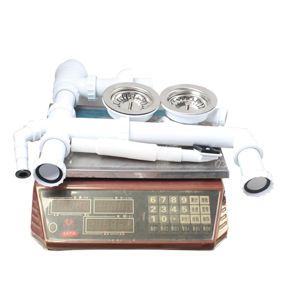 Talea Sifone doppio da 114 mm per lavello con attacco per lavastoviglie, sifone, sifone doppio per il lavello, adatto per lavelli con un'apertura di 84–90 mm Z7052C006