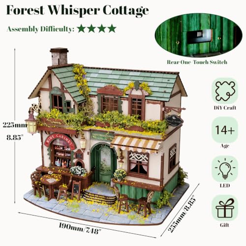 WowMoment Book Nook Kit, Forest Whisper Cottage, Wooden DIY House - image 2