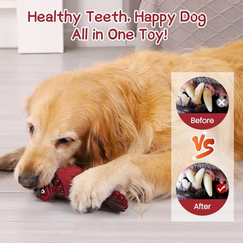 Image of WinTour Tough Dog Toys for Aggressive Chewers, Dog Chew Toys for Large Dogs, Turkey Indestructible Squeaky Dogs Toy to Keep Them Busy