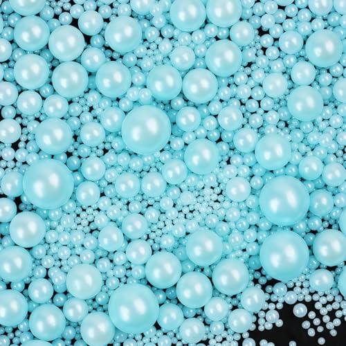 Image of Blue Sprinkles for Cake Decorating, 130g /4.6oz Edible Light Blue Pearl Sprinkles Mix, Sugar Candy Pearls for Baking, Cookie Decoration and Cupcake Toppings, Wedding Shower Party Winter Supplies