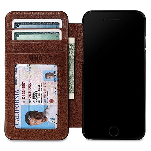 SENA Cases Genuine Leather Wallet Book iPhone 8 Plus / 7 Plus / 6 Plus (Heritage Cognac)