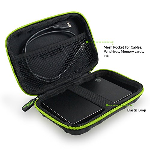 Image of Gizga Essentials Hard Drive Case Shell, 6.35cm /2.5-inch, Portable Storage Organizer Bag for Earphone USB Cable Power Bank Mobile Charger Digital Gadget Hard Disk, Water Resistance Material,Blackgreen