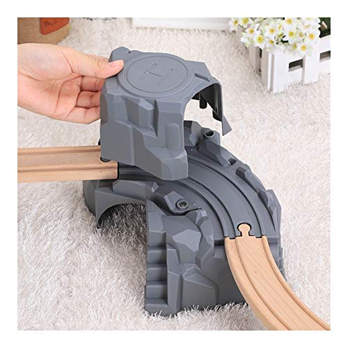 XYAN Kunststoff Grau Doppeltunnel aus Holz Train Track Zubehör Tunnel Gleis Eisenbahn Slot Holz Eisenbahn Spielzeug… – Bild 4