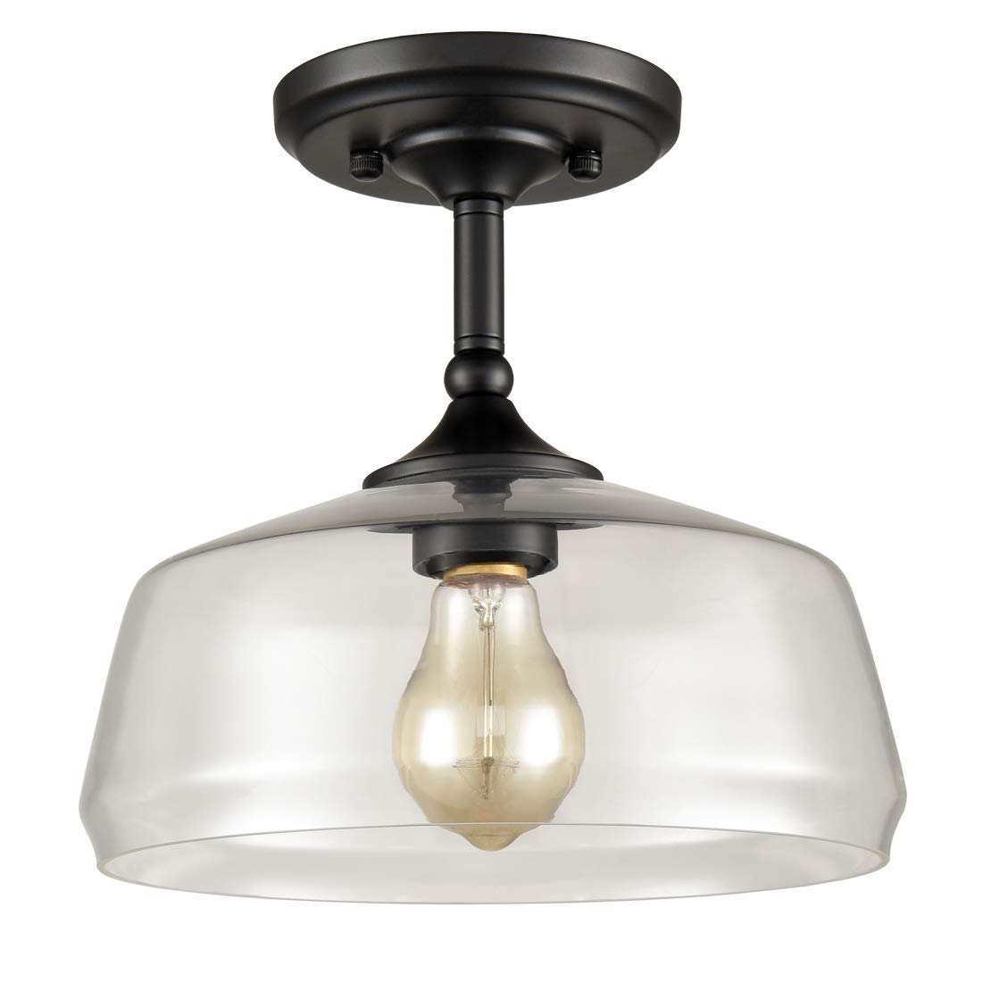 Buy Modern Farmhouse Semi Flush Ceiling Lights Open Glass Shade Black