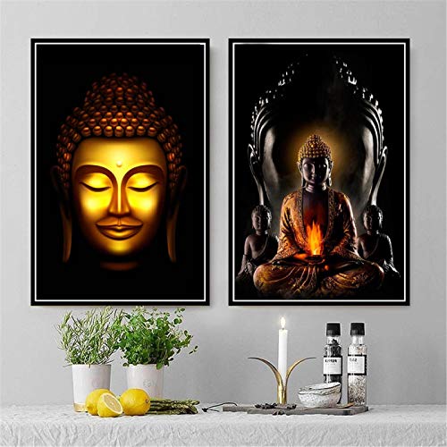 Toile Bouddhisme bouddha mur art salon 60x90cm sans cadre décoration murale
