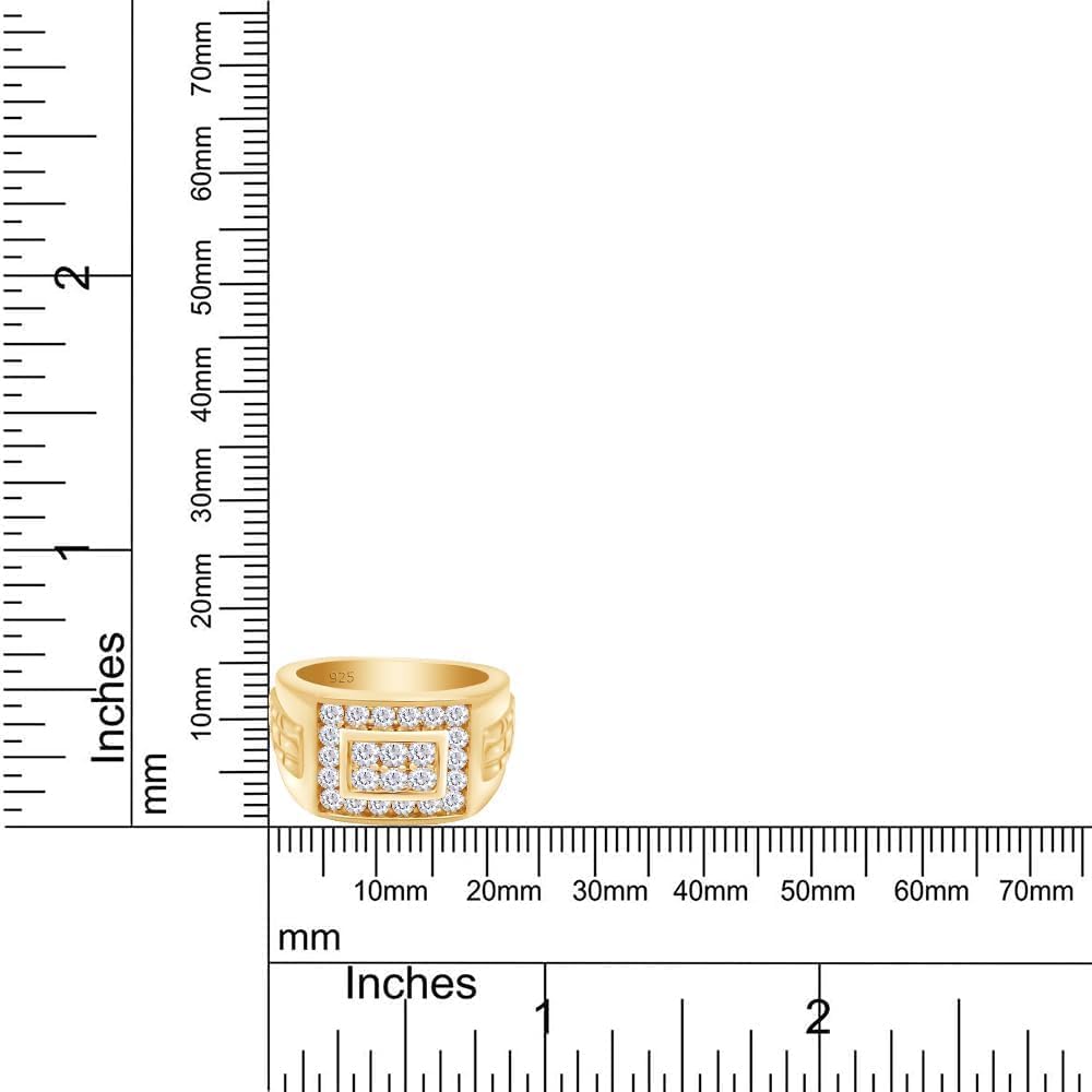 Men's Wedding Band Ring with Lab Created Moissanite or Lab Grown Diamond Cluster Nugget Style Ring in 14K Gold Plated 925 Sterling Silver Jewelry Gift for Him - Image 6