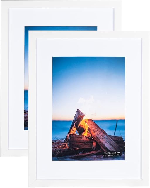 White Wooden Picture Frame 30x40 with Mount for A4 print, Set of 2, 12x16 Inch Certificate Picture Frame, 30x40cm Poster Frame ,Wall Mountable