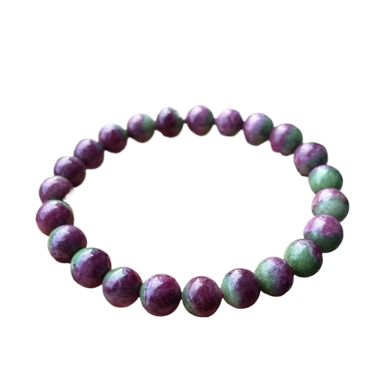 Generico Bracciale con perline rotonde di rubino rosso naturale, pietra preziosa, elasticizzata, gioielli da donna, uomo, AAAAA