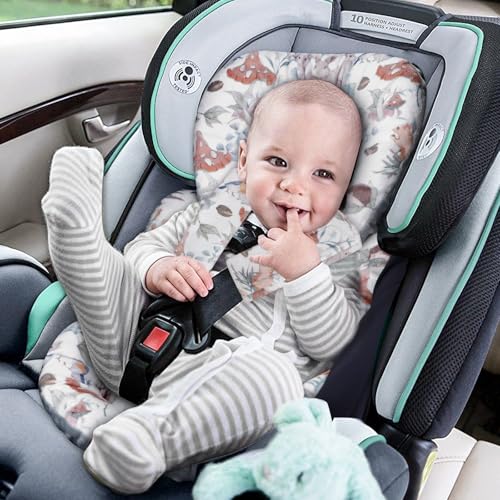 Image of Infant Car Seat Insert Cushion, Super Soft Baby Car Seat Head Support & 2 Straps Pads, Reversible Preemie Newborn Carseat Insert, Fit Car Seat, Stroller, Infant Bouncer, Gray Animals