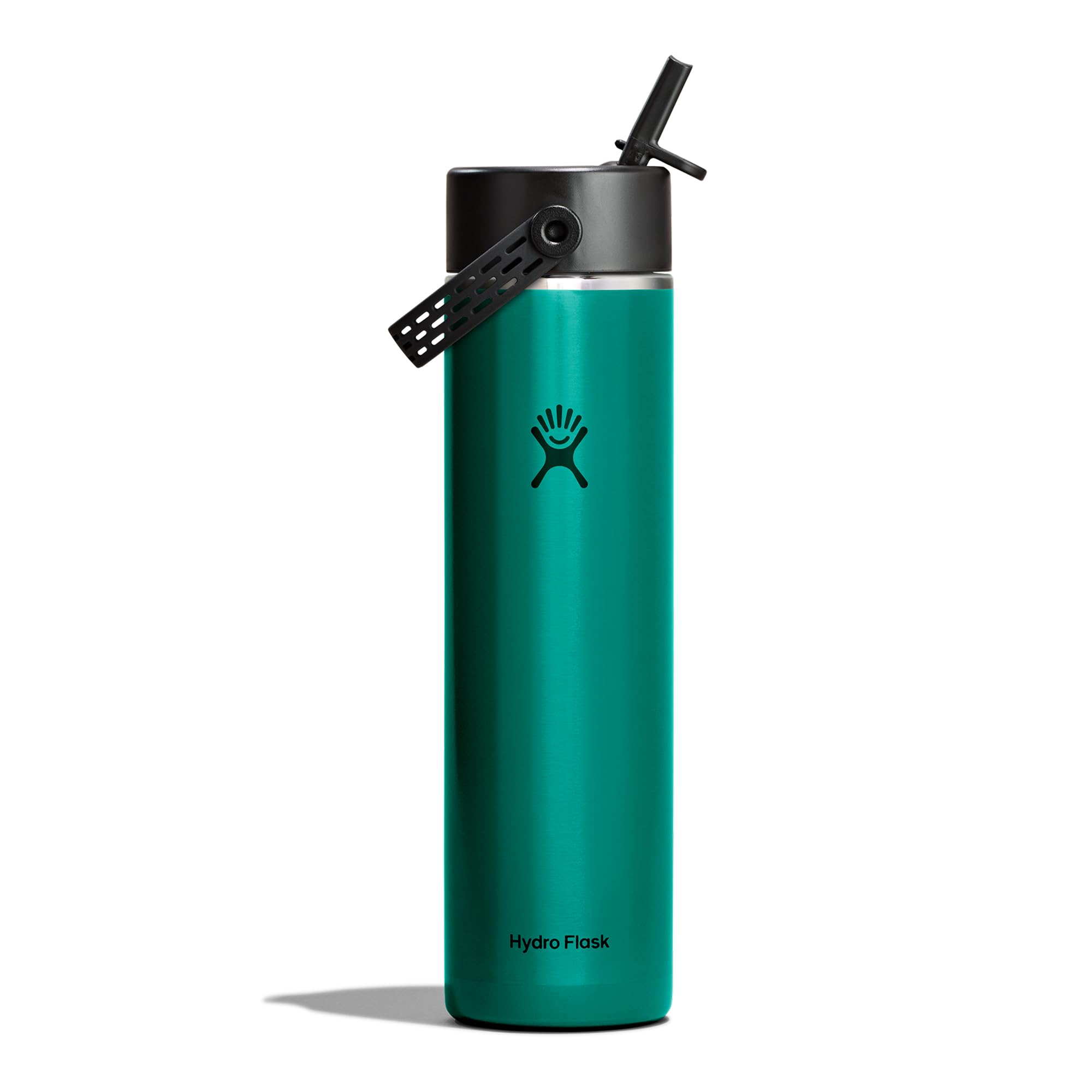 Hydro Flask – Lightweight Wide Flex Straw Cap Bottle 710 ml (24 oz) – Stainless Steel, Leakproof with Strap – Insulated Cold 24 Hrs – Emerald Green