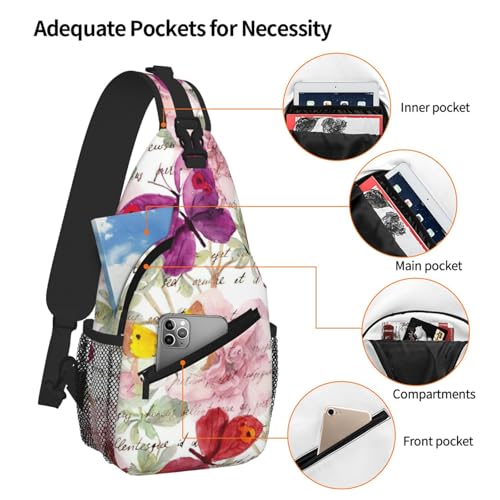 Mochila de pecho con estampado de mariposa para hombre y mujer 5