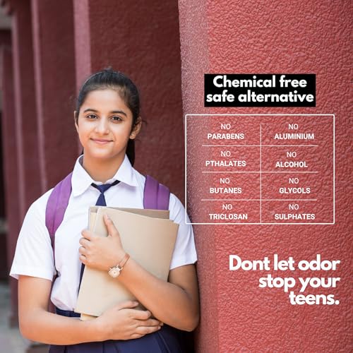 Image of Bitamin Natural Deodorant Underarm Roll On Cream For Kids & Teens | Kids Deodorant Roll On for Girls & Boys With 3% Vitamin C & E | No Aluminium, No Alcohol, No Parabens & No Triclosan | 8 Hour Odour Control, Ages 10-18 | Sea Salt, Peach, Cotton Vanilla, Strawberry (20 g Pack of 4)