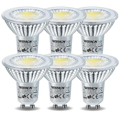 WSMCN GU10 LED Bulbs 6W, Cool White 6000K 600lm, 80W Halogen Bulb Equivalent, Energy Saving Light Bulbs, PAR16 Spotlight Bulb