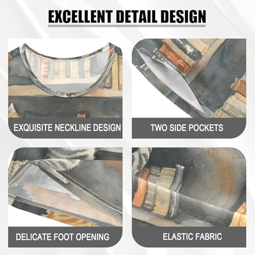 senya Short Sleeve Pajamas Sets Summer Cotton Sleepwear Cats Playing Bookshelf4