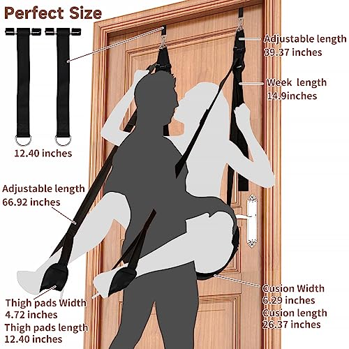 Bdsm Door Sex Swing With Seat, Bondage Slave Newest Leather Soft Plush Sex Slings With Adjustable Straps, Hanging Door Handcuffs Leg Restraints Spreader Adult Sex Toys For Couple, Holds Up To 300Lbs #TOP4