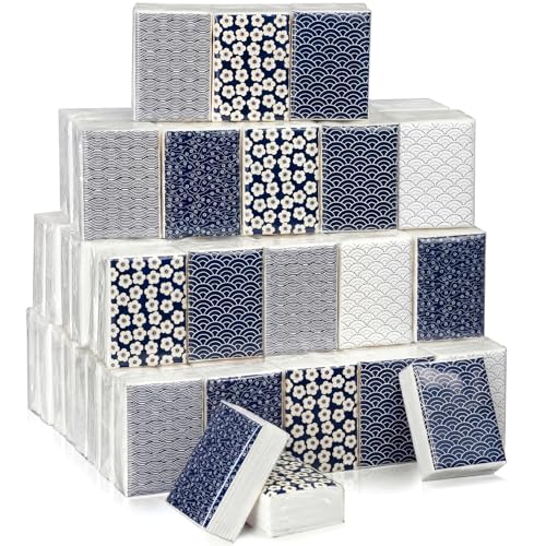 Image of Ctosree 50 Pack Japanese Pocket Tissues Travel Packs Bulk 500 Sheet Small Tissues Pocket Packs Party Favors 3 Ply Mini Individual Travel Size for Allergy Camping