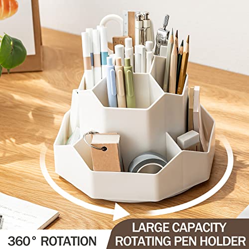 Image of INSTOME Desktop Organizer with Pencil Holders,360Rotating Pen Holder 9 Compartments
