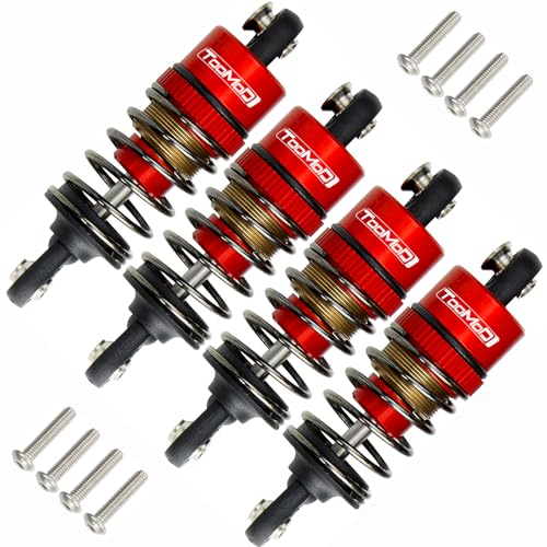 TOOMOD 1/10 50MM RC Oil filled Shock Absorbers kit for Tamiya TT-01 TT-02 M03 M04 M05 M06 TA05 1:10 On Road Car Upgrades Replace Parts (Red)