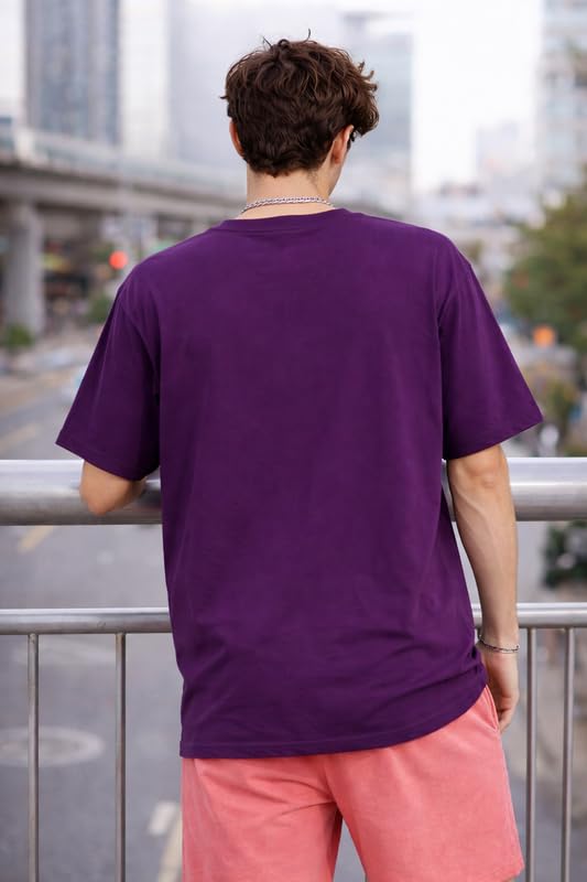 Image of London Hills Printed Cotton Blend Half Sleeve Oversized Men Round Neck Tshirts | T Shirt for Man | Tshirt | Shirts Men | Tshirt for Man | T-Shirt | Mult-Colored