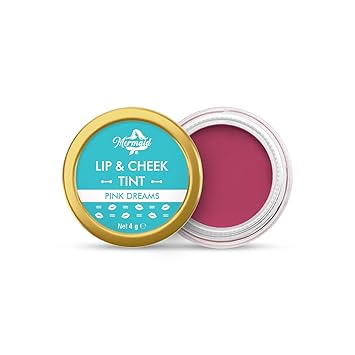 Mermaid Natural Glossy Lip and Cheek Tints Enriched with Shea Butter, Almond Oil For Women (Pink Dreams)
