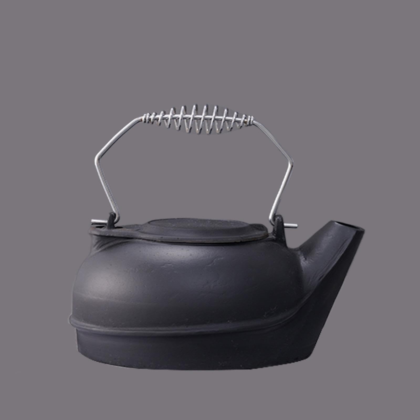 Hervidor de Exterior, Tetera de Hierro Fundido, Hervidor de Camping Portátil, Calentador de Agua, Diseño Compacto, Adecuado para Senderismo, Pesca Y C