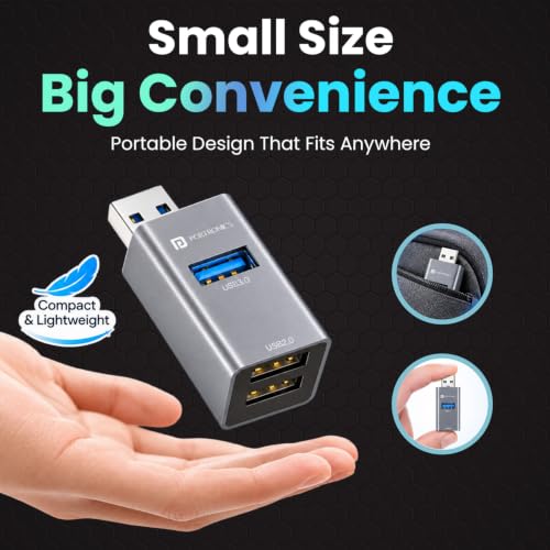 Image of Portronics Mport Link A 3-Port USB-A Hub, 1x USB 3.0 5Gbps, 2x USB 2.0 480Mbps, Aluminium Alloy Body, Fast Data Transfer, Plug & Play for Laptop, Keyboard, Mouse, USB Drive, Printer & HDDs, OTG (Grey)