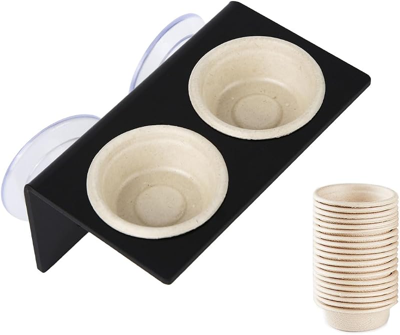Comedouro com Suporte de Acrílico para Répteis e Anfíbios QIHYCUF com Copos de Papel de 15 mL, 20 unidades