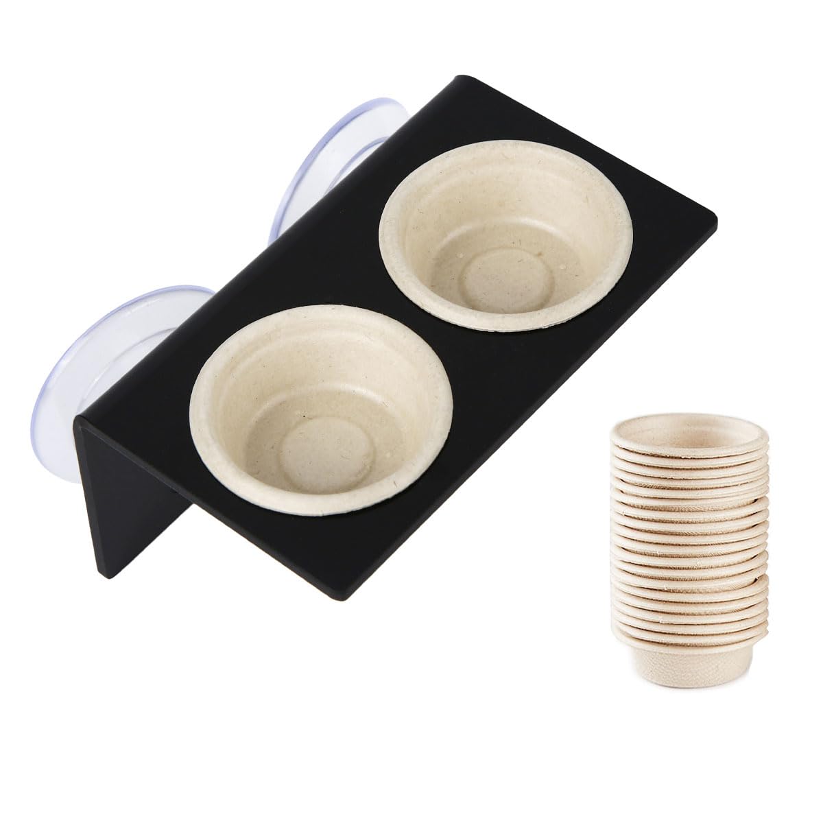 Paper Feeding Cups Samll 0.5 oz Gecko Food and Water Feeding Dish Ledge Accessories Bowls for Crested Gecko Lizards Reptiles Pets (Ledge+20cups)