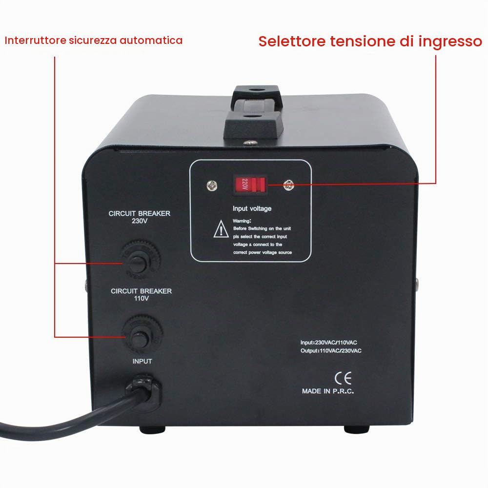 Yinleader 1500VA Trasformatore 220V - 110V - Convertitore USA nucleo toroidale riduttore 1500 Watt