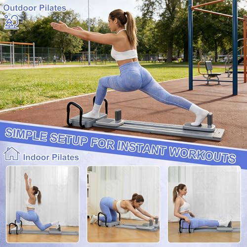 Pilates Reformer -Pilates Board with 66.9'' Extended Track Portable Multifunctional Abdominal Pilates Ski Machine for Home Workout Equipment, Pilates Machine - Image 6
