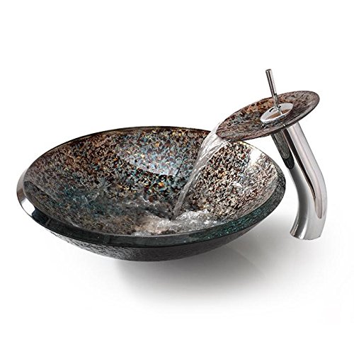 Lavabo de vidrio templado FANGYAO de fácil limpieza con grifo para evitar salpicaduras