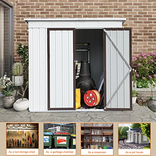 6' X 4' Outdoor Storage Shed, Metal Garden Shed, Backyard Storage Shed With Double Lockable Doors,Can Be Used As Bike Shed, Trash Can Shed, Tool Shed,Pet Shed,Coffee #TOP5