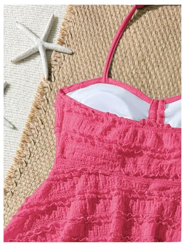 Image of SHENHE Girl's 2 Piece Halter High Waisted Tankini Ruffle Swimsuit Bathing Suit Bikini Sets
