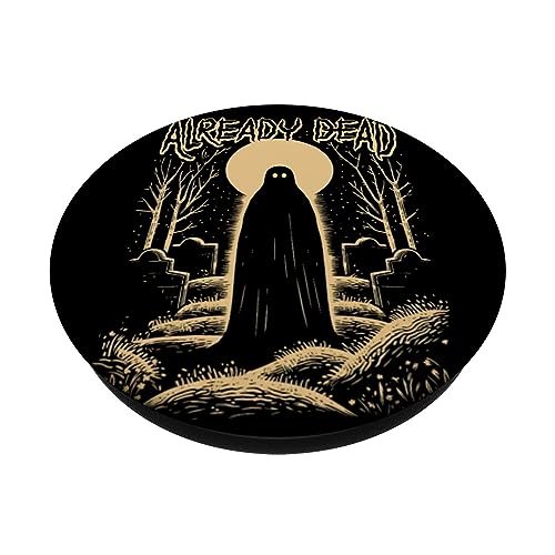 Already Dead Ghost In The Graveyard Haunts The Night PopSockets Swappable PopGrip, Black - Image 2