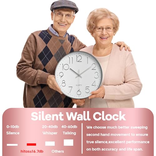 Delgeo Modern Silent Wall Clock 25-30cm, Minimalist Silver Clock for Living Room & Kitchen,Premium Wall Decor for Home Office - Image 4