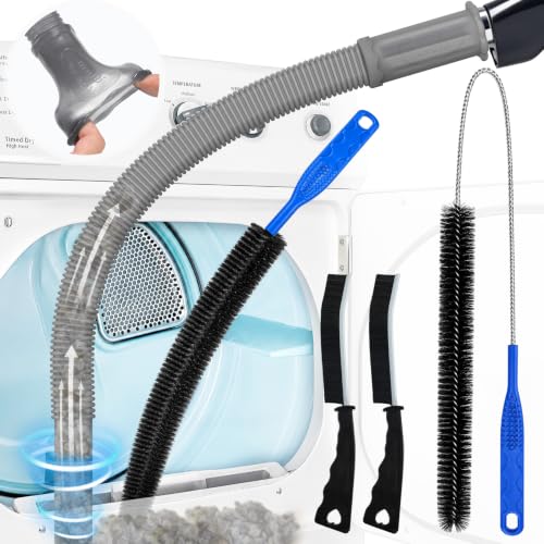 Image of PetOde 5Pack Dryer Vent Cleaner Kit Vacuum Hose Attachment Gray 31.5 inch | Cleaning Brushes for Refrigerator Coils, Condenser, Window Tracks, Toilets