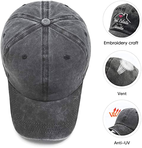 Image of Home Girl Baseball Cap Washed Cotton Distressed Sold Hat for Real Estate Agent