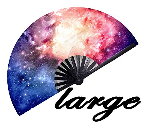 meifan Large Folding Fans Clack Fans Rave Fans Festival Fan Hand held Folding Fan Bamboo Fan Festival Accessories for WomenMen (Nebula)