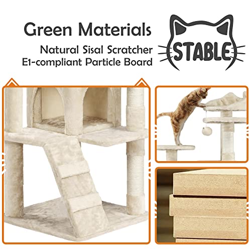image for Yaheetech 62in Cat Tree Cat Tower for Indoor Cats, Cat Furniture w/Dou