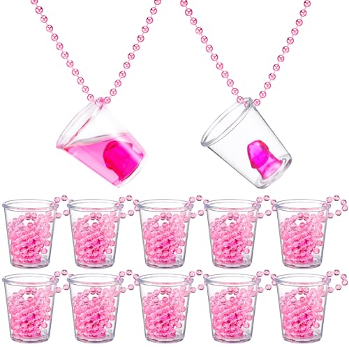 WGXX 12 Pcs Bachelorette Shot Glasses Set Bachelorette Party Favors Shot Cups Funny Plastic Beaded Gifts Shot Glass for Bachelor Wedding Party Decorations (Non-Luminous Pink)