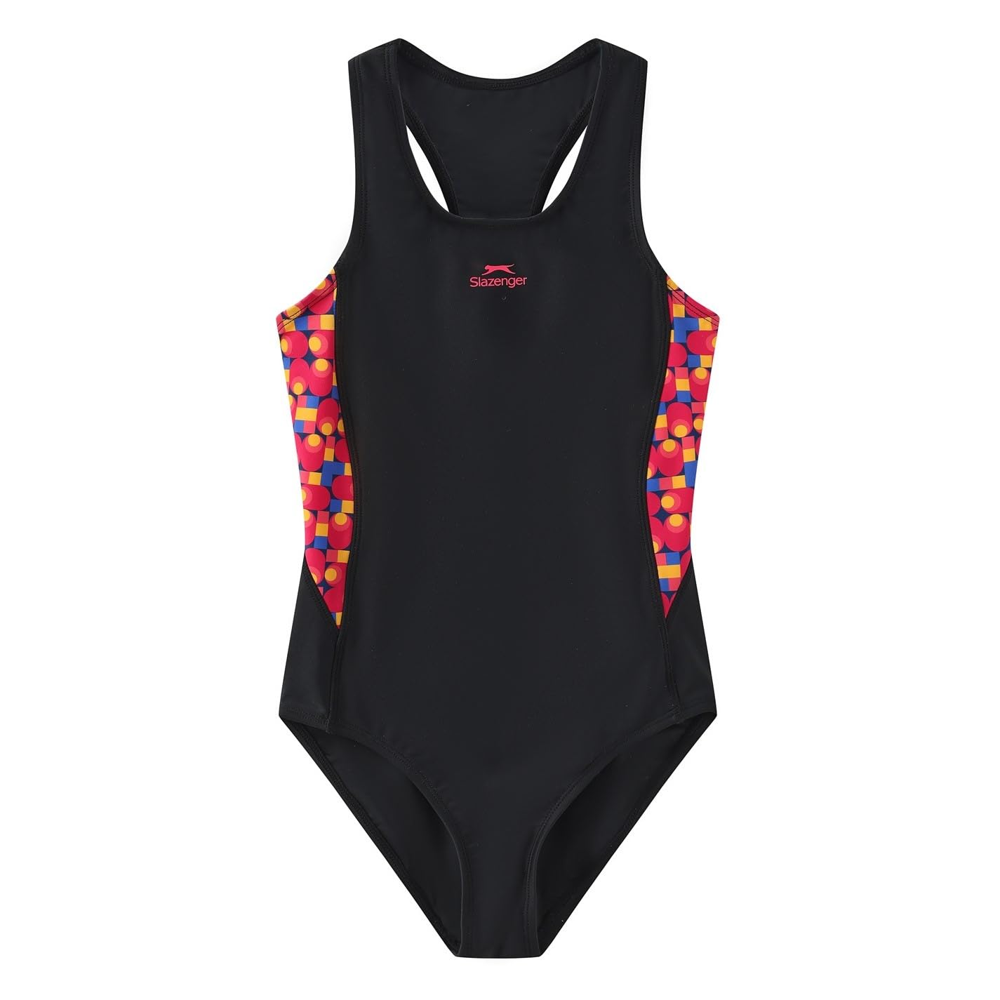 Slazenger Girls Black/Green Pl Racerback Junior Swimsuit 13 Years