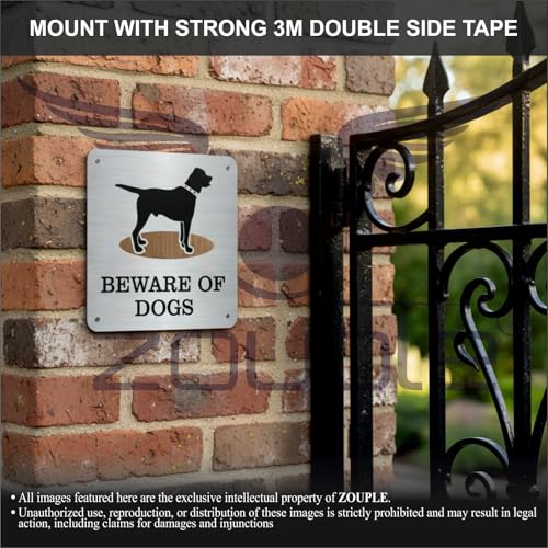 Image of Beware of Dog Sign, Labrador, 8x8 Inch, Durable Steel, Triple Mount