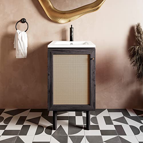 Image of Classe 18 inch Freestanding Bathroom Vanity in Black Oak with Sink Top