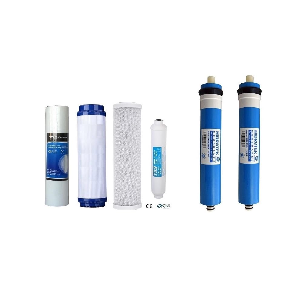 Filtri depuratore acqua Kit 4 filtri e 2 membrane osmosi inversa 150 Galloni domestico | Acqua potabile dal rubinetto di casa