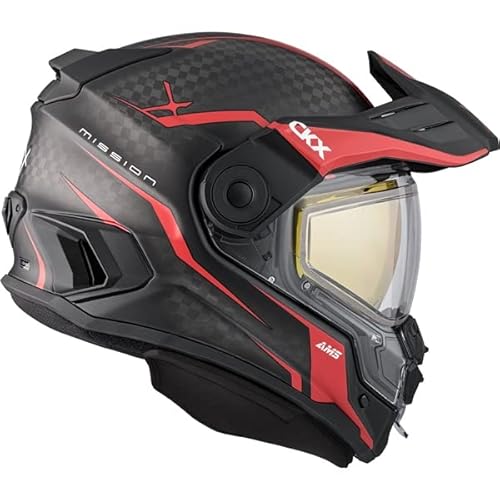 Ckx Mission Ams Carbon Fiber Fury Snow Helmet W/Electric Shield (Matte Red) (X-Large) #TOP13